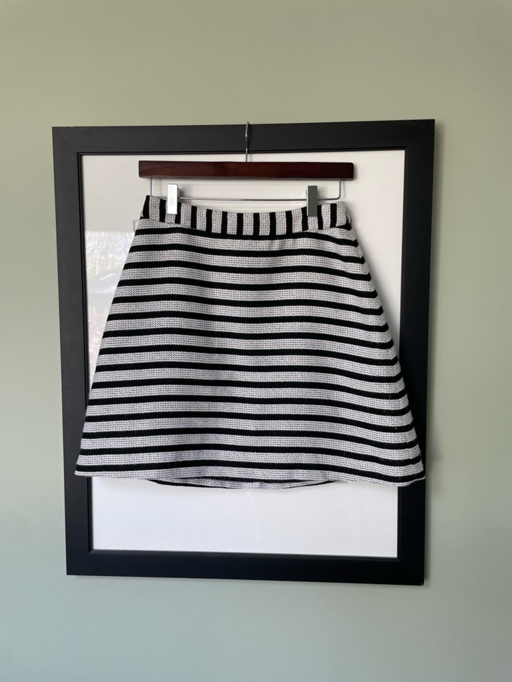 Express Black and White Striped A-Line Skirt